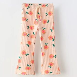 NWOT Zara Floral Drop Stitch Flare Legging toddler girls size 3